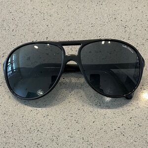 bolle Matte Black Aviator Sunglasses with Dark Lenses
